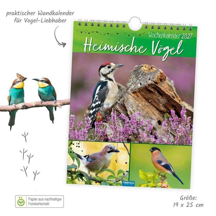 Produktbild: TR&Ouml;TSCH - Wochenkalender zum H&auml;ngen Heimische V&ouml;gel 2027