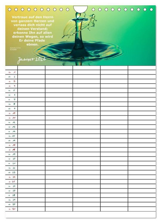 Produktbild: ein Planer mit biblischer Weisheit aus den Spr&uuml;chen Salomos (Wandkalender 2026 DIN A4 hoch), CALVENDO Monatskalender