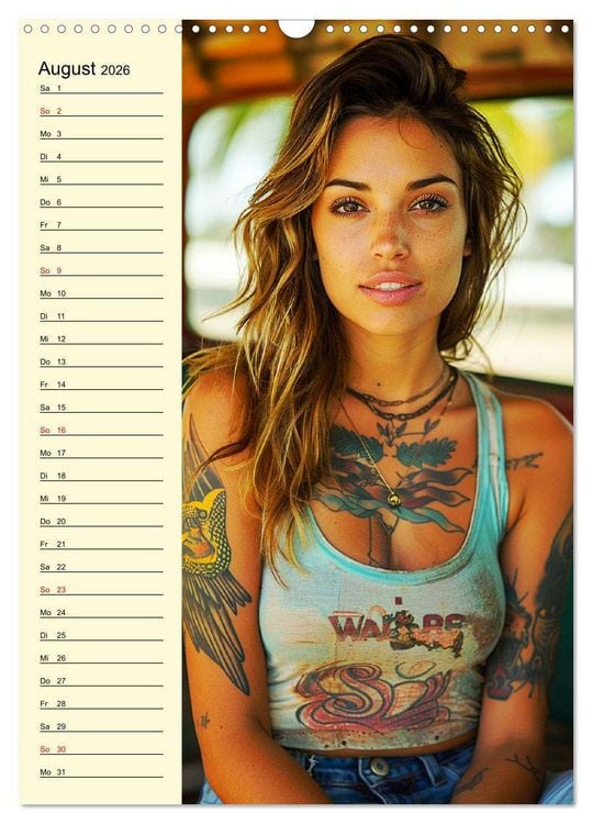 Produktbild: Coole Tatoo-Girls. H&uuml;bsch, modern und selbstbewusst (Wandkalender 2026 DIN A3 hoch), CALVENDO Monatskalender