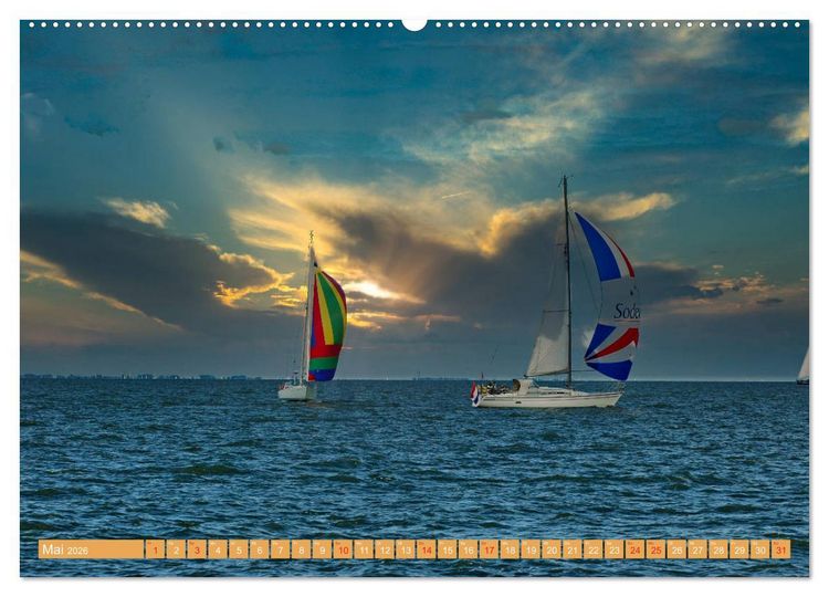 Produktbild: Segeln im Sonnenuntergang (Wandkalender 2026 DIN A2 quer), CALVENDO Monatskalender