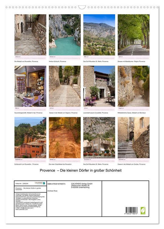 Produktbild: Provence &ndash; Die kleinen D&ouml;rfer in gro&szlig;er Sch&ouml;nheit (Wandkalender 2027 DIN A2 hoch), CALVENDO Monatskalender