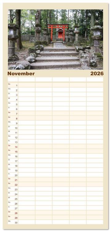 Produktbild: Familienplaner 2026 - Japan - Impressionen aus dem Land der aufgehenden Sonne mit 5 Spalten (Wandkalender, 21 x 45 cm) CALVENDO