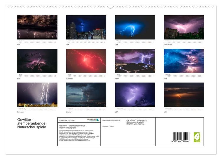 Produktbild: Gewitter - atemberaubende Naturschauspiele (hochwertiger Premium Wandkalender 2027 DIN A2 quer), Kunstdruck in Hochglanz