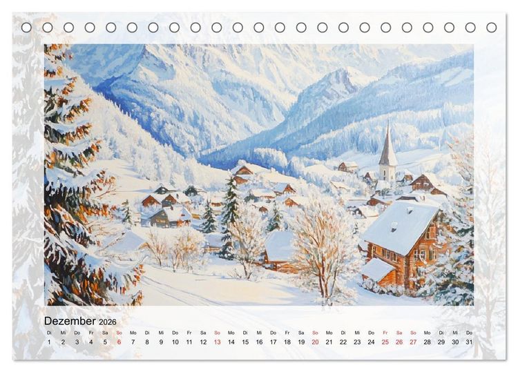 Produktbild: Zauber der Berge. Malerische Naturwunder in &Ouml;loptik (Tischkalender 2026 DIN A5 quer), CALVENDO Monatskalender