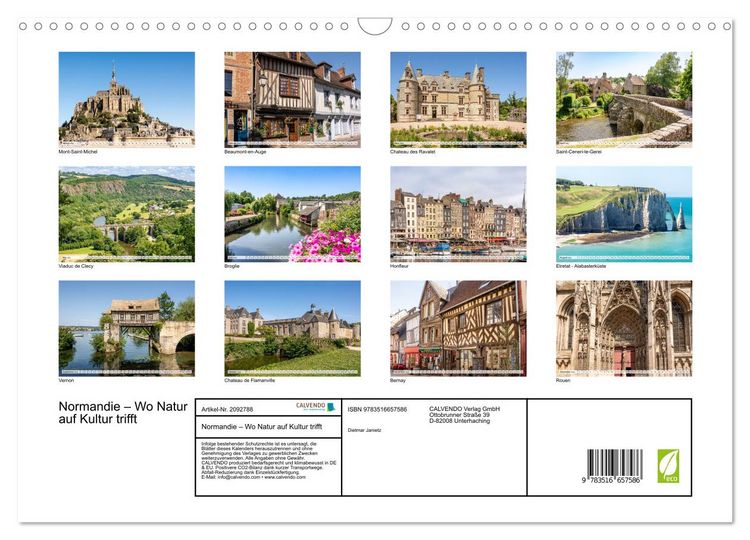 Produktbild: Normandie &ndash; Wo Natur auf Kultur trifft (Wandkalender 2026 DIN A3 quer), CALVENDO Monatskalender
