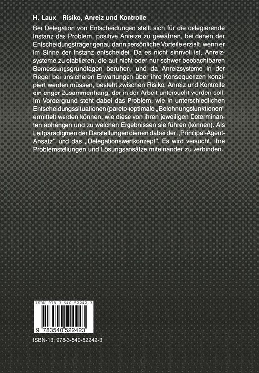 Produktbild: Risiko, Anreiz und Kontrolle
