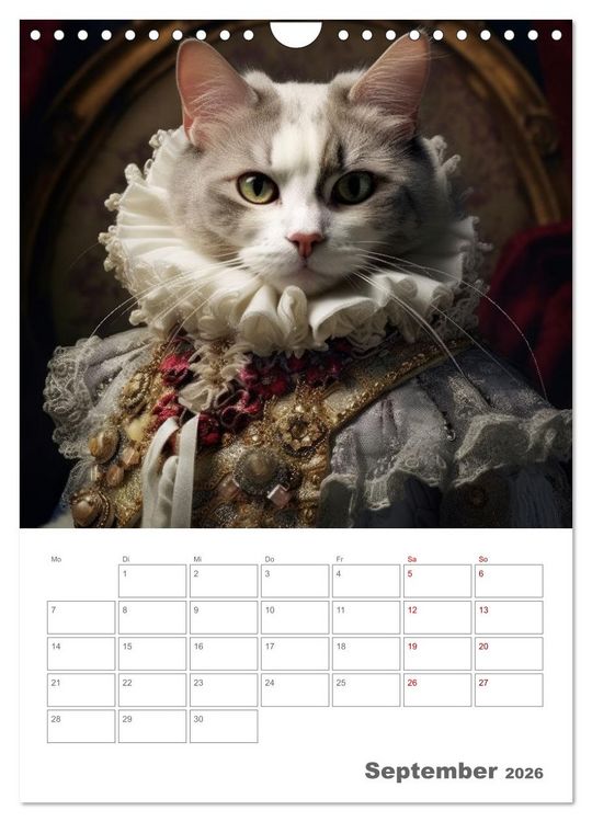 Produktbild: Royale Katzen Portraits (Wandkalender 2026 DIN A4 hoch), CALVENDO Monatskalender