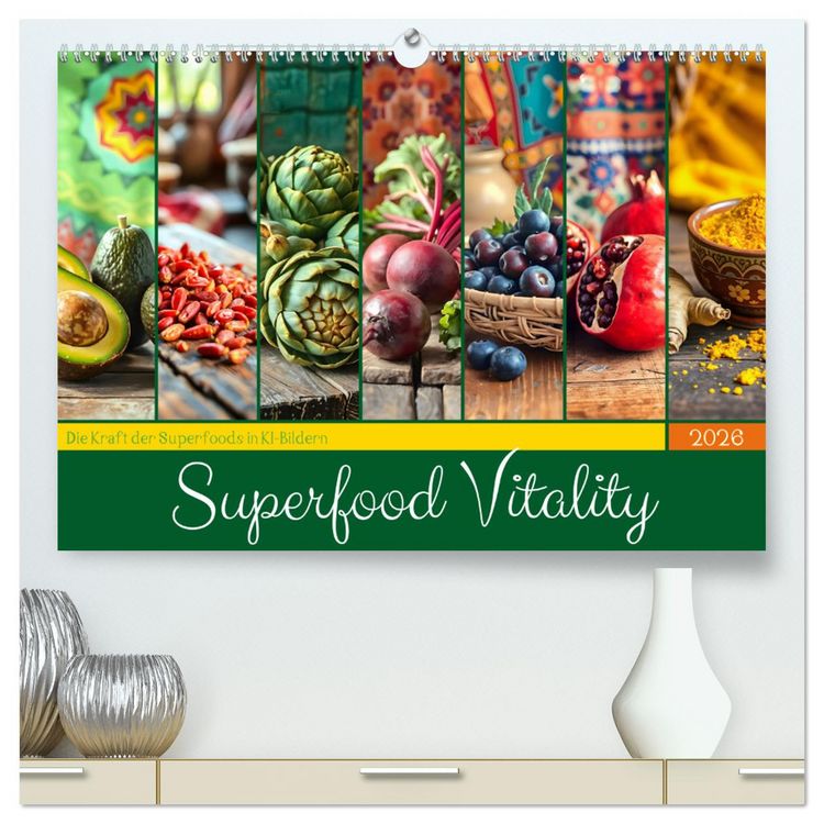 Produktbild: Superfood Vitality - Die Kraft der Superfoods in KI-Bildern (hochwertiger Premium Wandkalender 2026 DIN A2 quer), Kunstdruck in Hochglanz