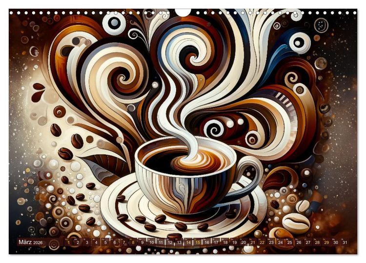 Produktbild: Kaffee & Kunst: Ein Kalender f&uuml;r Genie&szlig;er (Wandkalender 2026 DIN A3 quer), CALVENDO Monatskalender