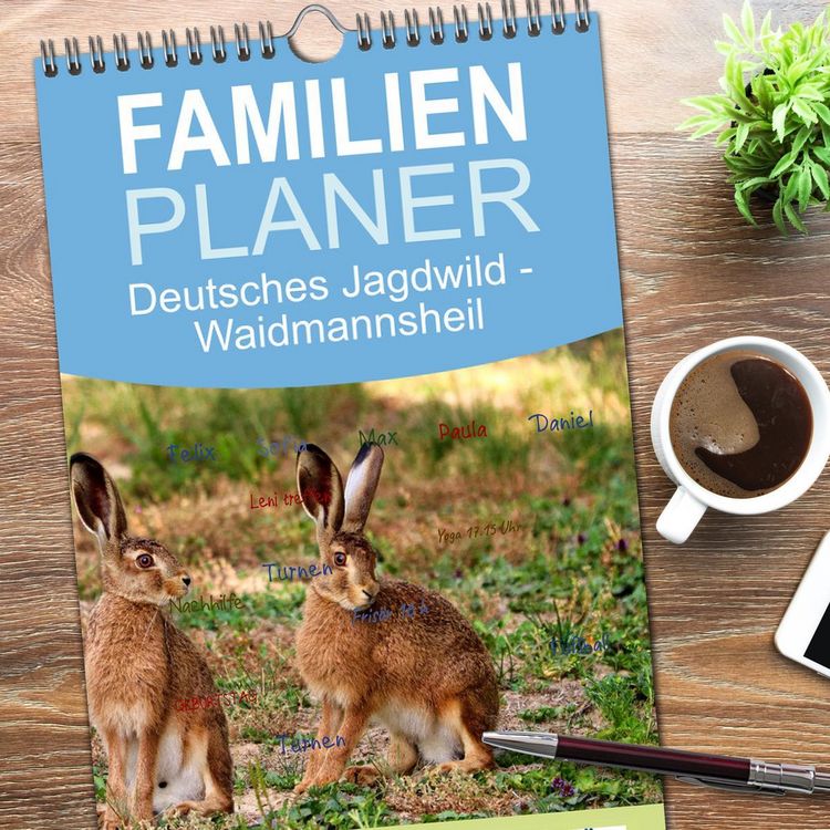 Produktbild: Familienplaner 2026 - Deutsches Jagdwild - Waidmannsheil mit 5 Spalten (Wandkalender, 21 x 45 cm) CALVENDO