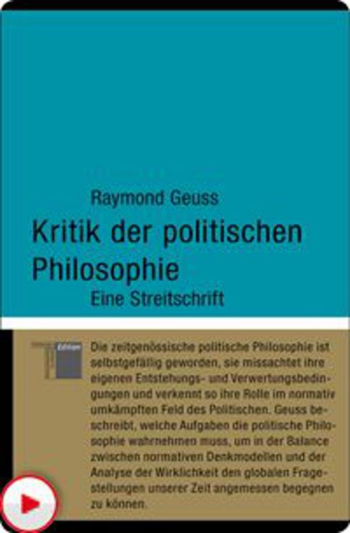 Produktbild: Kritik der politischen Philosophie