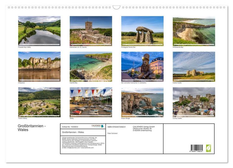 Produktbild: Gro&szlig;britannien - Wales (Wandkalender 2026 DIN A2 quer), CALVENDO Monatskalender