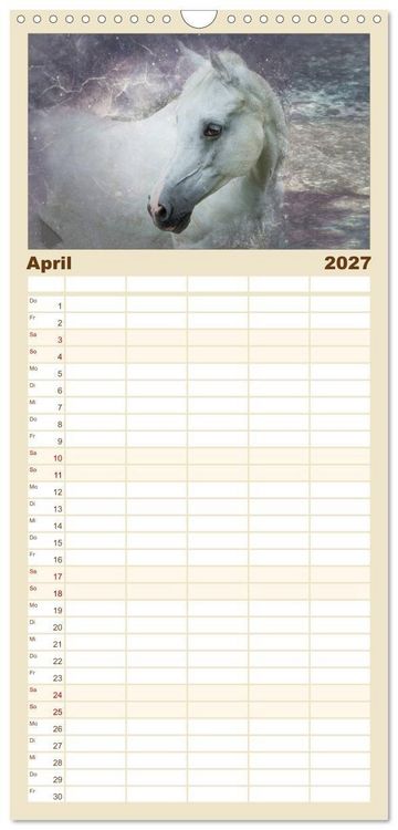 Produktbild: Familienplaner 2027 - Pferde zum Tr&auml;umen mit 5 Spalten (Wandkalender, 21 x 45 cm) CALVENDO