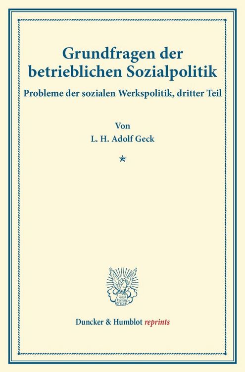 Produktbild: Grundfragen der betrieblichen Sozialpolitik.