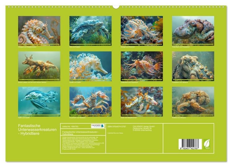 Produktbild: Fantastische Unterwasserkreaturen - Hybridtiere (hochwertiger Premium Wandkalender 2026 DIN A2 quer), Kunstdruck in Hochglanz