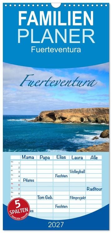 Produktbild: Familienplaner 2027 - Fuerteventura mit 5 Spalten (Wandkalender, 21 x 45 cm) CALVENDO