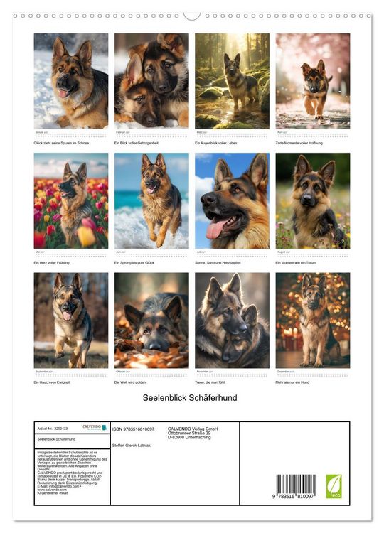 Produktbild: Seelenblick Sch&auml;ferhund (hochwertiger Premium Wandkalender 2027 DIN A2 hoch), Kunstdruck in Hochglanz