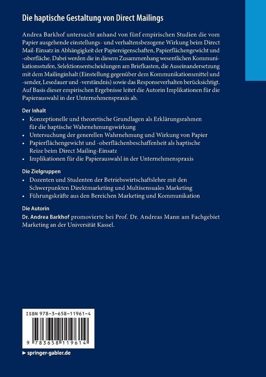 Produktbild: Die haptische Gestaltung von Direct Mailings
