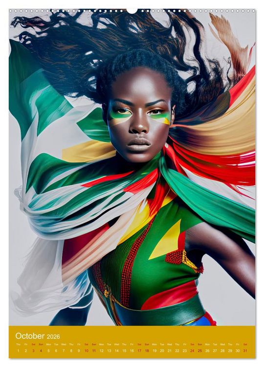 Produktbild: African beauties in a feather style (High Quality Premium Wall Calendar 2026 DIN A2 portrait),CALVENDO 12 Month Wall Calendar