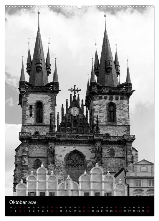 Produktbild: Prag - Die goldene Stadt in monochrom (hochwertiger Premium Wandkalender 2026 DIN A2 hoch), Kunstdruck in Hochglanz