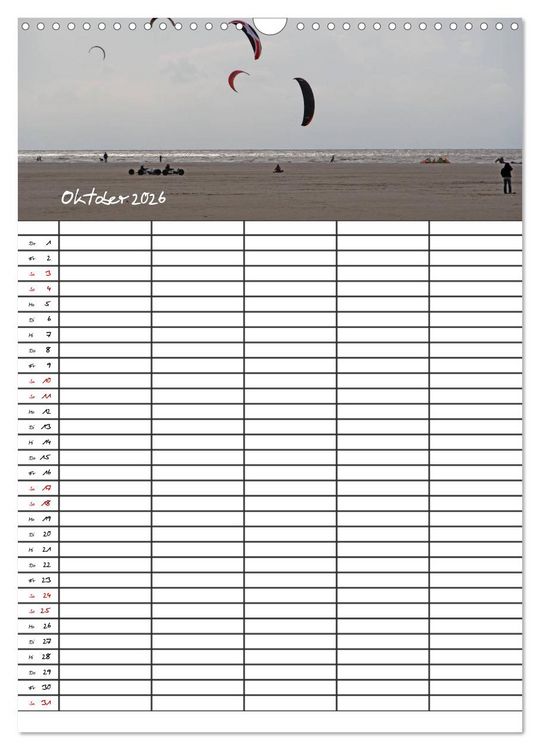 Produktbild: St. Peter Ording Familienplaner (Wandkalender 2026 DIN A3 hoch), CALVENDO Monatskalender
