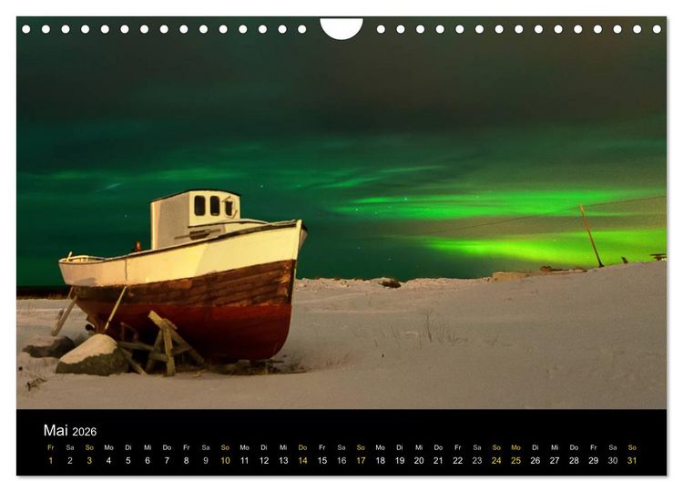 Produktbild: Magische N&auml;chte - POLARLICHT (Wandkalender 2026 DIN A4 quer), CALVENDO Monatskalender