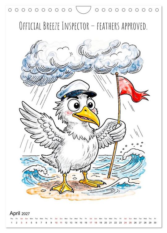 Produktbild: Seagull Shenanigan - A Coastal Year in Feathers (Wall Calendar 2027 DIN A4 portrait), CALVENDO 12 Month Wall Calendar