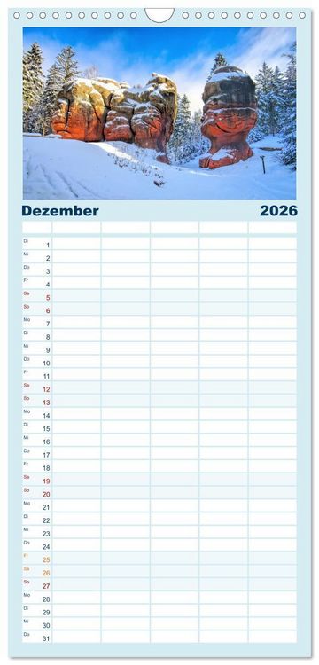 Produktbild: Familienplaner 2026 - Zittauer Gebirge - Deutschlands kleinstes Mittelgebirge mit 5 Spalten (Wandkalender, 21 x 45 cm) CALVENDO
