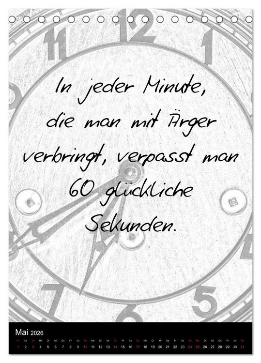 Produktbild: Kluge Spr&uuml;che in Schwarz-Wei&szlig; (Tischkalender 2026 DIN A5 hoch), CALVENDO Monatskalender