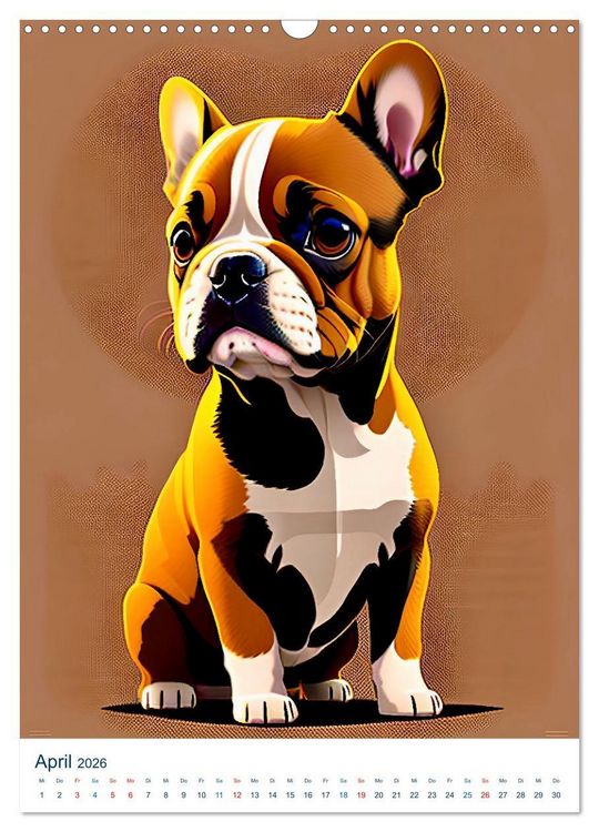 Produktbild: Franz&ouml;sische Bulldoggen. Kunstvoll gestaltete Portraits (Wandkalender 2026 DIN A3 hoch), CALVENDO Monatskalender