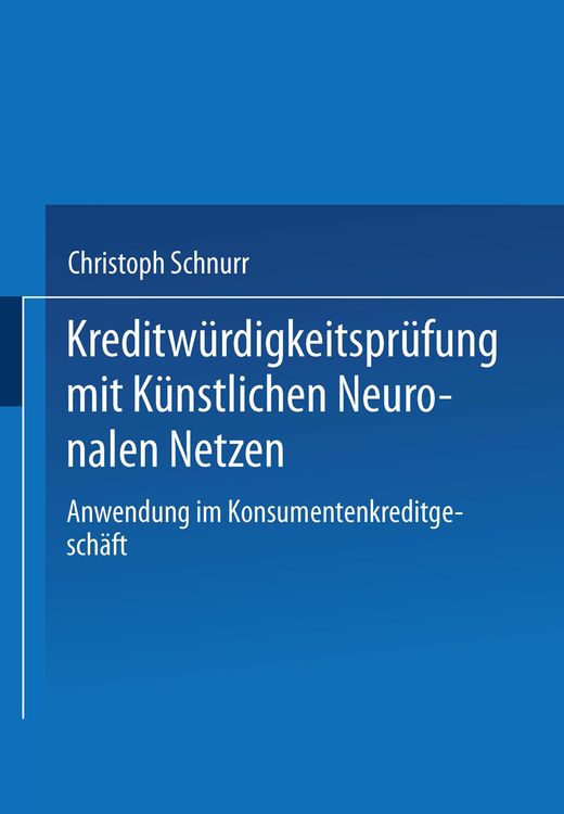 Produktbild: Kreditwürdigkeitsprüfung mit Künstlichen Neuronalen Netzen