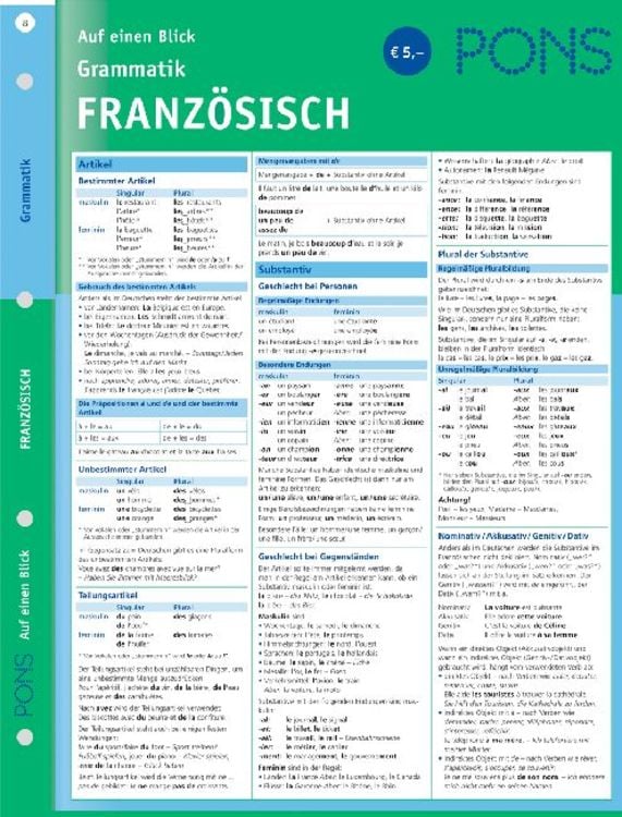 Produktbild: PONS Grammatik auf einen Blick. Französisch
