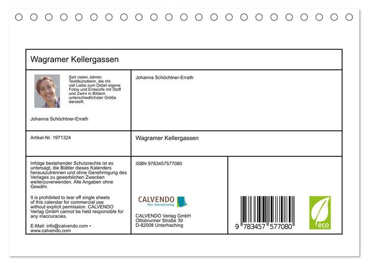 Produktbild: Wagramer Kellergassen (Tischkalender 2026 DIN A5 quer), CALVENDO Monatskalender
