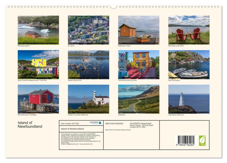Produktbild: Island of Newfoundland (High Quality Premium Wall Calendar 2026 DIN A2 landscape),CALVENDO 12 Month Wall Calendar