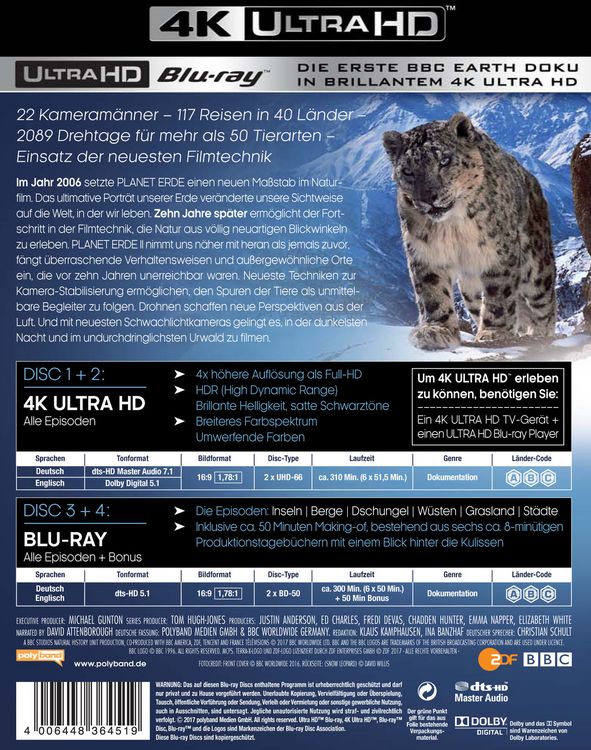 Produktbild: Planet Erde II: Eine Erde - viele Welten (4K Ultra HD) (2 BR4K) (+2 BRs)
