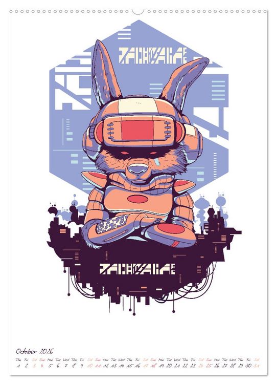 Produktbild: Cyberpunk Futuristic City (Wall Calendar 2026 DIN A2 portrait), CALVENDO 12 Month Wall Calendar