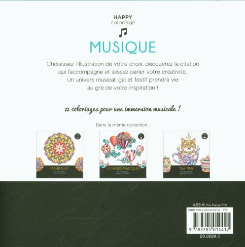 Produktbild: Musique : mon carnet de coloriages et pens&eacute;es 100 % bonne humeur !