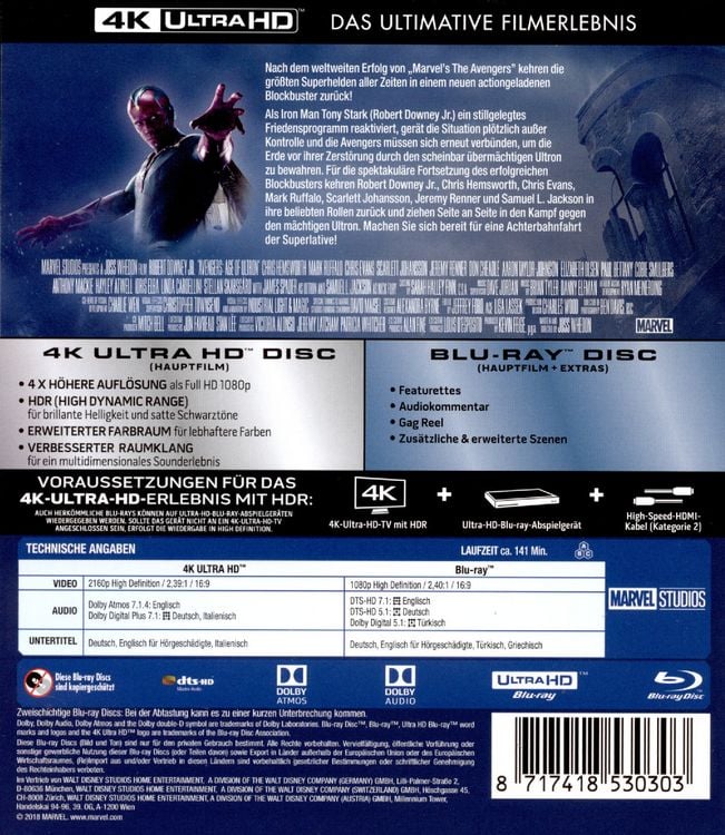 Produktbild: Marvel's The Avengers - Age of Ultron (4K Ultra HD) (+ Blu-ray 2D)
