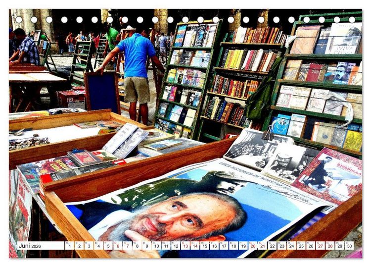 Produktbild: Leseland Kuba - Buchh&auml;ndler in Havanna (Tischkalender 2026 DIN A5 quer), CALVENDO Monatskalender