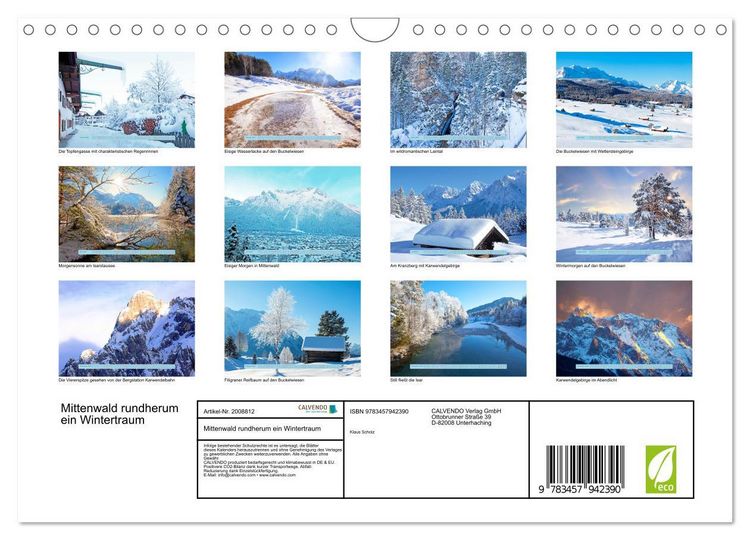 Produktbild: Mittenwald rundherum ein Wintertraum (Wandkalender 2026 DIN A4 quer), CALVENDO Monatskalender