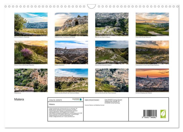 Produktbild: Matera (Wandkalender 2026 DIN A3 quer), CALVENDO Monatskalender