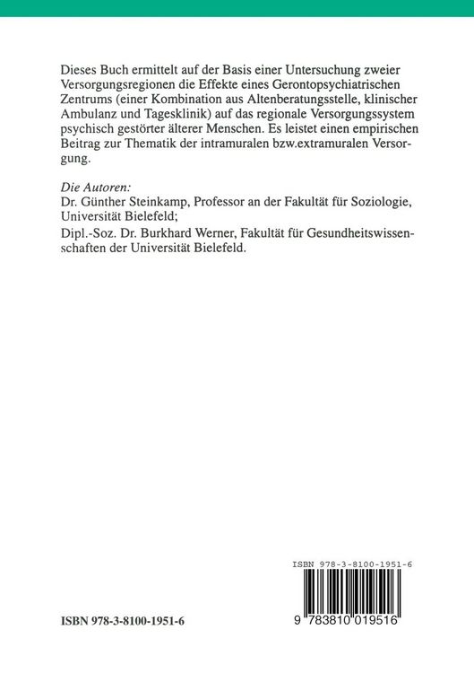 Produktbild: Effekte eines Gerontopsychiatrischen Zentrums auf das regionale Versorgungssystem psychisch gest&ouml;rter &auml;lterer Menschen