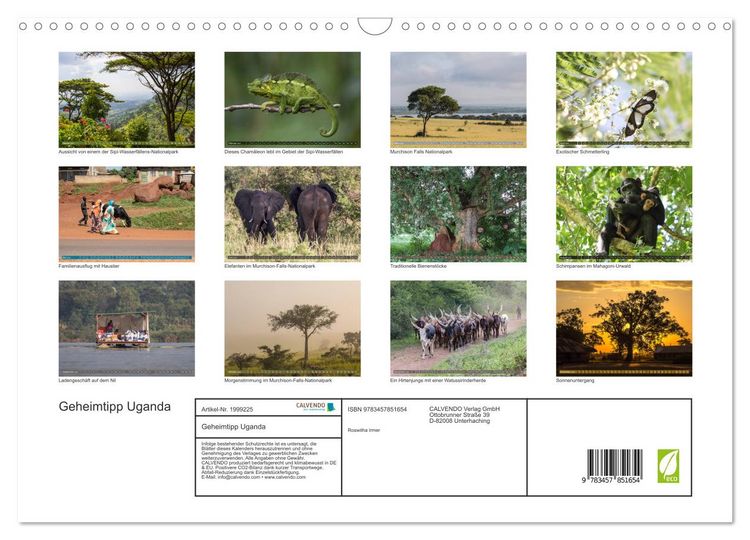 Produktbild: Geheimtipp Uganda (Wandkalender 2026 DIN A3 quer), CALVENDO Monatskalender