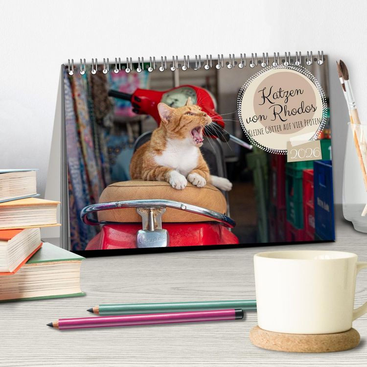 Produktbild: Katzen von Rhodos - Kleine G&ouml;tter auf vier Pfoten (Tischkalender 2026 DIN A5 quer), CALVENDO Monatskalender