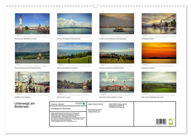 Produktbild: Unterwegs am Bodensee (Wandkalender 2026 DIN A2 quer), CALVENDO Monatskalender