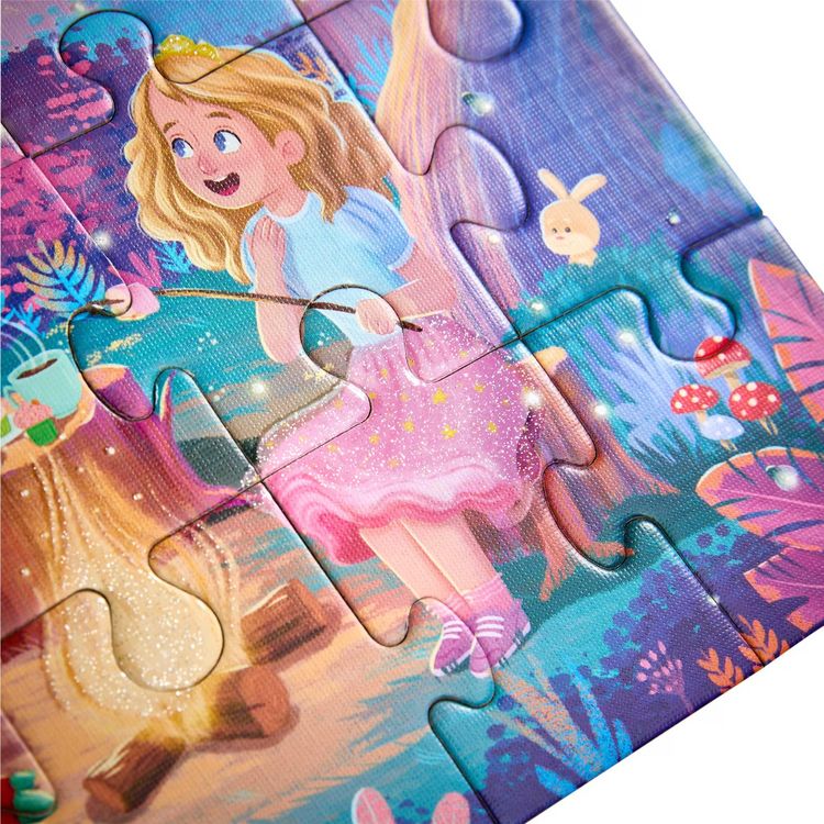 Produktbild: HABA 2013401001 - Puzzles Zaubertr&auml;ume, mit Glitzer-Effekt, Motiv: Einhorn/Fee/Prinzessin, 24/35/48 Teile