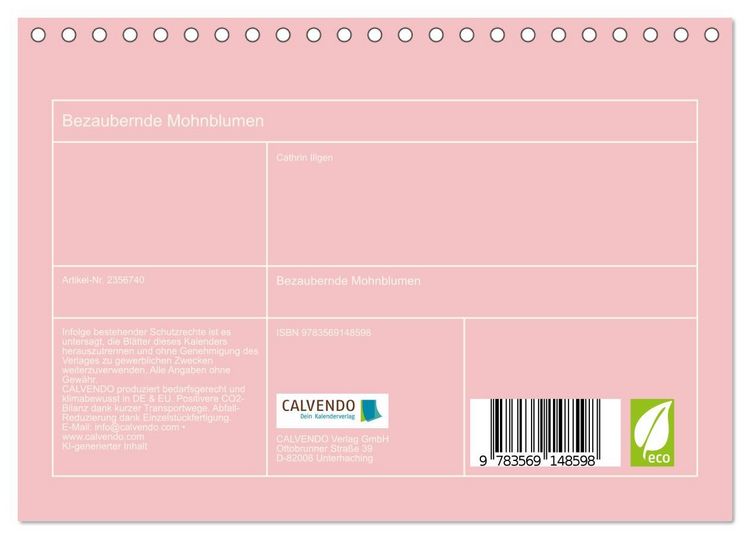 Produktbild: Bezaubernde Mohnblumen (Tischkalender 2027 DIN A5 quer), CALVENDO Monatskalender