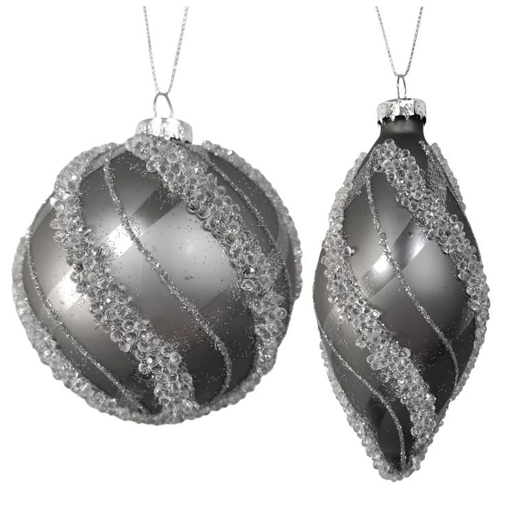 Produktbild: HTI-Living Weihnachtskugeln 2er Set Silber glitzer Weihnachtskugeln 2er Set Silber glitzer