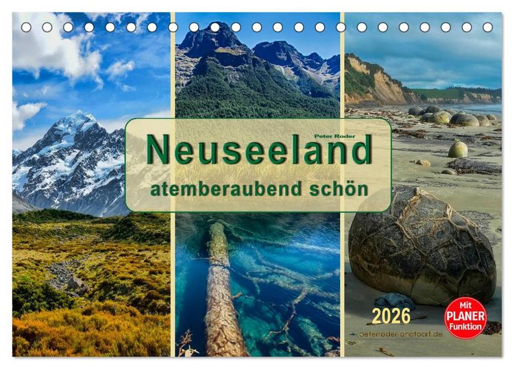 Produktbild: Neuseeland - atemberaubend sch&ouml;n (Tischkalender 2026 DIN A5 quer), CALVENDO Monatskalender