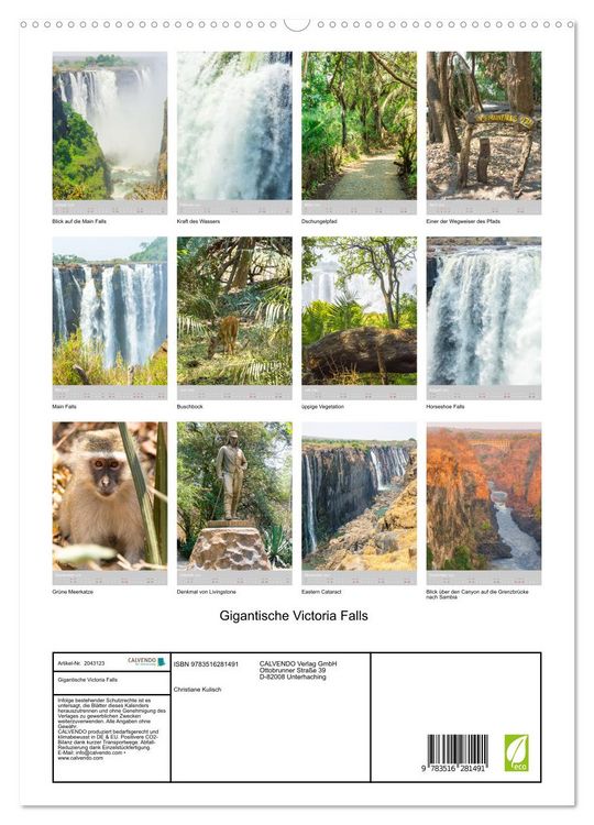 Produktbild: Gigantische Victoria Falls (hochwertiger Premium Wandkalender 2026 DIN A2 hoch), Kunstdruck in Hochglanz
